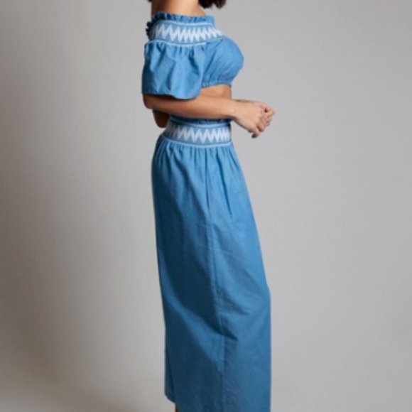 Mia Denim Chambray 2-Piece Pant Set USA - Picture 3 of 5